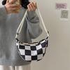 2024 Primavera e Verão Nova Bolsa de Pano Xadrez Bolsa de Ombro Feminina Moda Crossbody Bolsa Axilas Pequena Bolsa Quadrada Bolsa Casual
