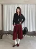 Pantalones Casuales Acortados de Pana ICCIICC Estilo Retro Sueltos con Puño Pierna Ancha de Longitud Media para Mujer Otoño Nuevo Estilo 2495