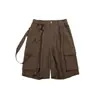 Pantalones Cortos de Herramienta Japoneses para Hombre Verano Retro Pantalones con Correa para el Hombro Shitai Rodilleras Extraíbles Pantalones de Moda