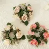 Guirlanda de Velas Simulada com 3 Rosas e Pequenas Flores Silvestres para Decoração de Casa no Dia dos Namorados e Mesa de Halloween