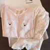 Pijama Feminino 2026 para Primavera e Outono, Manga Longa, Fofo, Casual, Tamanho Plus, Adequado para Usar Fora, Conjunto para Casa, Tamanho Plus, Adequado para Usar Fora