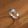 S925 Sterling Silver Star Smiley Face Ring Coreano Feminino Dongdaemun ins Doce Estilo Legal Retro Simples Carta Anel de Dedo
