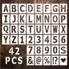 Juego de 42 piezas de plantillas de símbolos de letras inglesas entrelazadas, rociado repetible, graffiti, plantilla hueca DIY, venta al por mayor