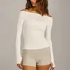 Camiseta de yoga de manga larga asimétrica transfronteriza para mujer, ajustada, de secado rápido, adecuada para entrenamiento de Pilates, deportes y fitness