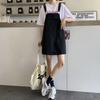 Vestido de tirantes de mezclilla negro, holgado y adelgazante, primavera y otoño de 2023, para mujer, estilo veraniego, con falda corta