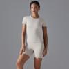 Camiseta de primavera y otoño popular en Internet, traje de yoga de secado rápido, blusa ajustada de manga corta para fitness, traje deportivo para correr al aire libre para mujer