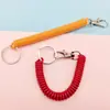 Retrátil plástico mola fivela corda chaveiro linha de cor chaveiro elástico anti-perda saco corda do telefone móvel