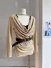 Conjunto de Dos Piezas de Manga Corta y Manga Larga Otoño e Invierno 2025 con Diseño de Marca de Moda y Cuello en V