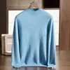 Suéter de Punto de Cachemira de Cuello Medio para Hombre, Negocio, Lujo Ligero, Color Sólido, Básico, Jersey de Manga Larga, Holgado, Adelgazante, Interior