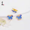 Cobre Puro Tradicional Esmalte Cloisonné Mariposa Azul Cuentas Espaciadoras Pulsera DIY Joyería Collar Cuerda Trenzada Accesorios