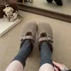 Sandálias Birkenstock de Pelúcia com Solado Grosso para Mulheres, Novo Estilo Outono e Inverno 2025, Sapatos Quentes de Algodão com Elevação Oculta, Sapatos Mary Jane de Calçar