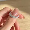 Anillo Brillante para Mujer, Estilo Ins, Sencillo y de Moda, Único y Elegante, Anillo Abierto Ajustable, Anillo Versátil y Moderno para el Dedo Índice
