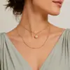 Jóias transfronteiriças europeias e americanas elegantes geométricas colar de pingente de pérola moda feminina multi-camada osso de cobra colar de corrente de contas redondas