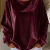 (Desarrollado por Anuo) 2026 Ropa europea y americana para mujer Estación independiente de Amazon Top de terciopelo cuello redondo manga larga camiseta casual