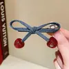 Pinza para el cabello con lazo de mezclilla estilo coreano para mujer, pinza lateral para flequillo, nuevo accesorio de horquilla de alta gama 2025
