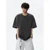 Camiseta de verano para hombre estilo americano, de manga corta, bordada, con lavado a la arena, resistente, juvenil, moderna, corte holgado, de media manga