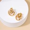 1 Par de Aretes de Diseño Metálico Moderno Europeo y Americano con Forma Regular de Anillo para Mujer, Sencillos y de Alta Gama