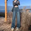Jeans de Pierna Recta para Mujer 2026 Primavera Nuevo Estilo Versión Estrecha Cintura Alta Adelgazantes Sueltos Personas Bajas Pantalones de Pierna Ancha Otoño Invierno Más Terciopelo
