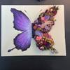 Marco de Fotos Hueco Mariposa Morada Flor Seca Óleo Mariposa Pastel Hueco Pintura de Mariposa Hueca