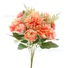 Capullo de té flor combinada imitación flor de rosa rica rosa ramo de boda flor artificial arreglo de flores decoración flor mesa de comedor flor de seda