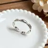 Anillo Abierto de Plata Pura S925 Estilo Antiguo Yunchaoxuan Atrae la Fortuna de Siete Granos, Anillo de Dedo Índice Ajustable Único y Personalizado para Mujeres