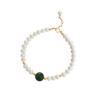 Luz forte natural 4-5mm pérola de água doce Jaspe Hetian prata esterlina retro elegante pulseira de alto senso atacado de fábrica