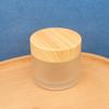 Tarro de Crema de Vidrio Esmerilado con Descuento y Tapa con Patrón de Madera, Tarro para Crema de Ojos y Crema Facial, Tarro de Muestra para Cosméticos en Crema y Polvo