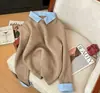 Otoño/Invierno 2026 Nuevo Estilo Más Vendido Diseño Original de Alta Calidad Tejido Falso de Dos Piezas Suéter con Cuello de Solapa Suave y Acogedor Top para Mujer