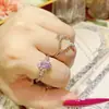 Camellia Moda Nuevo Pulsera Apilable Atmósfera Diamante Brillante Anillo de Gota de Agua Completo Diamante Colgante de Amatista Lujoso Deslumbrante