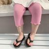 Leggings de Verano Delgados Ajustados de Color Sólido para Bebé Niña Pantalones Nuevos Jacquard Calado Pantalones de Seguridad Capri