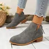 Botas Martin Casuales de Color Sólido con Suela Gruesa y Cierre Trasero, Estilo Europeo y Americano para Adelgazar, Tallas Grandes al por Mayor
