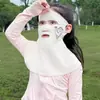Máscara Facial de Proteção Solar UPF50+ para Crianças com Abertura para Beber, Cobertura Total do Rosto e Pescoço, Tecido de Seda Gelada Fofo, Balaclava Respirável para o Verão