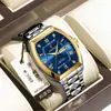 Reloj para Hombre Marca Suiza Forma de Barril, Lujoso Reloj de Cuarzo Impermeable Luminoso, Dropshipping para Transmisiones en Vivo