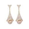 Elegantes pendientes de estilo industrial pesado, elegantes, europeos y americanos, exagerados y elegantes, al por mayor, con incrustaciones de cobre, diseño de circonitas, pendientes de perlas de gota de agua para mujer