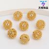 14K ouro envolto em cor preservando bola oca diy artesanal contas redondas jóias acessórios colar pulseira frisado espaçador material