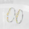 Lluvia de Meteoros Anillo de Pareja de Plata de Ley 925 Anillo de Pareja de Zirconia Estrella de Gama Alta Estilo Ins Cielo Estrellado Par de Anillos