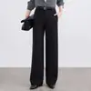 Novos Calças Retas Simples Versáteis Casuais Cor Sólida Elegantes Primavera e Verão 2026 para Mulheres Estilo Coreano Calças Largas Fluídas Tendência