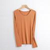 Camiseta Segunda Pele Derong Gola Redonda para Mulheres, Lã Australiana de Inverno Primavera e Outono Escovada Segunda Pele Manga Longa Slim-Fit