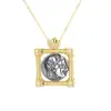 Exquisito collar de moneda antigua de plata tailandesa Athena de lujo ligero para mujer, joya con colgante de plata de ley griega antigua retro de nicho de alta calidad