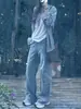 Chaqueta Camisa Cuadros Azul Retro Americana para Mujer Verano 2025 Nueva Holgada Versátil Camisa Top Chic