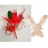 Tocado de plumas de Amazon traje de flores tocado de novia europeo y americano guantes collar traje de accesorios para el cabello tocado para festival de carreras de caballos