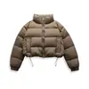 ADAM BO Chaqueta corta de plumón estilo americano con cuello alto, unisex, invierno, 90% plumón de pato blanco, estilo muñeco Ken, corte holgado, abrigo cálido