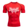 Teum Export Camiseta de Manga Corta con Cuello Redondo Estampada de Secado Rápido de Compresión para Hombre Y2K Ropa Interior Base para Correr Entrenamiento de Fitness Body