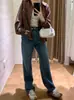 Jeans Modal! Jeans Reto Retro de Cintura Alta Estreito Lavado com Bigodes