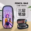 Bolsa de papelería multicapa transfronteriza para niñas de primaria, estuche para lápices de gran capacidad para almacenamiento de papelería