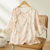 Camisa Bordada de Ramie Algodão Cocoon Vintage para Mulheres 2026 Verão Novo Estilo Novo Estilo Chinês Gola Diagonal Solta Casual