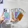 Funda de Teléfono Magnética de Hoja con Purpurina Dos en Uno Adecuada para Iphone1716Promax Marco de Cámara Galvanizado Anticaídas