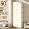 Armário de armazenamento dobrável doméstico com rodas, sem necessidade de instalação, adequado para roupas de bebê, apartamentos alugados, design multicamadas, empilhável e à prova de poeira