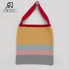 2022 Amazon Otoño e Invierno Nuevo Bolso de Hombro Corazón Arcoíris para Niña Bolso de Lana Rayado Colorido Portátil Tejido de Moda para Mujer