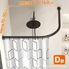 Barra telescópica para cortina de ducha sin agujeros, forma de L curva, forma de U, riel curvo, baño, baño, impermeable, ducha, cortina divisoria de ducha
